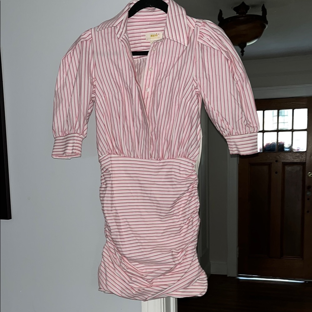 Anthropology Meave Pink Striped Midi Dress NWOT